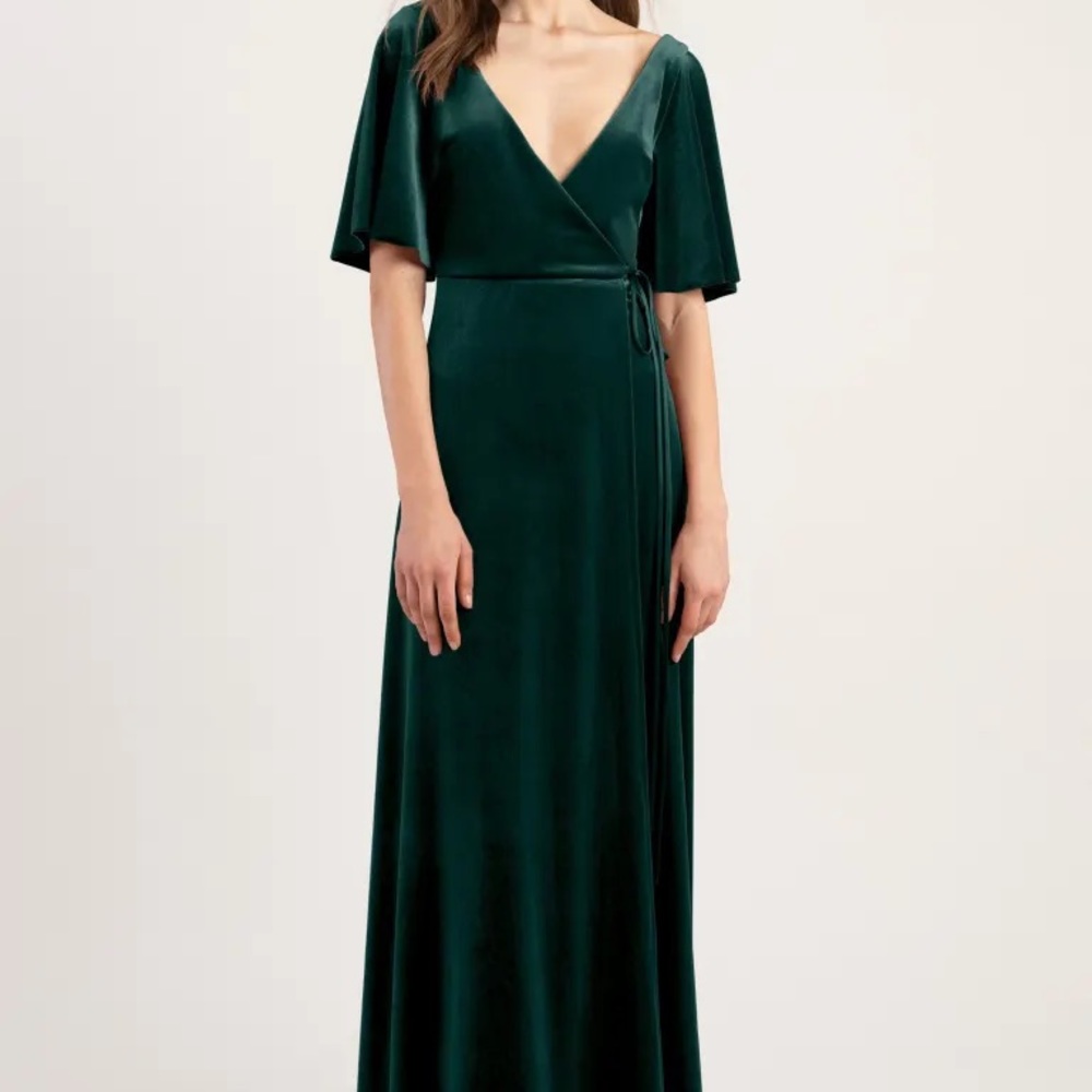 Jenny Yoo Emerald Velvet Maxi Dress (size 6)